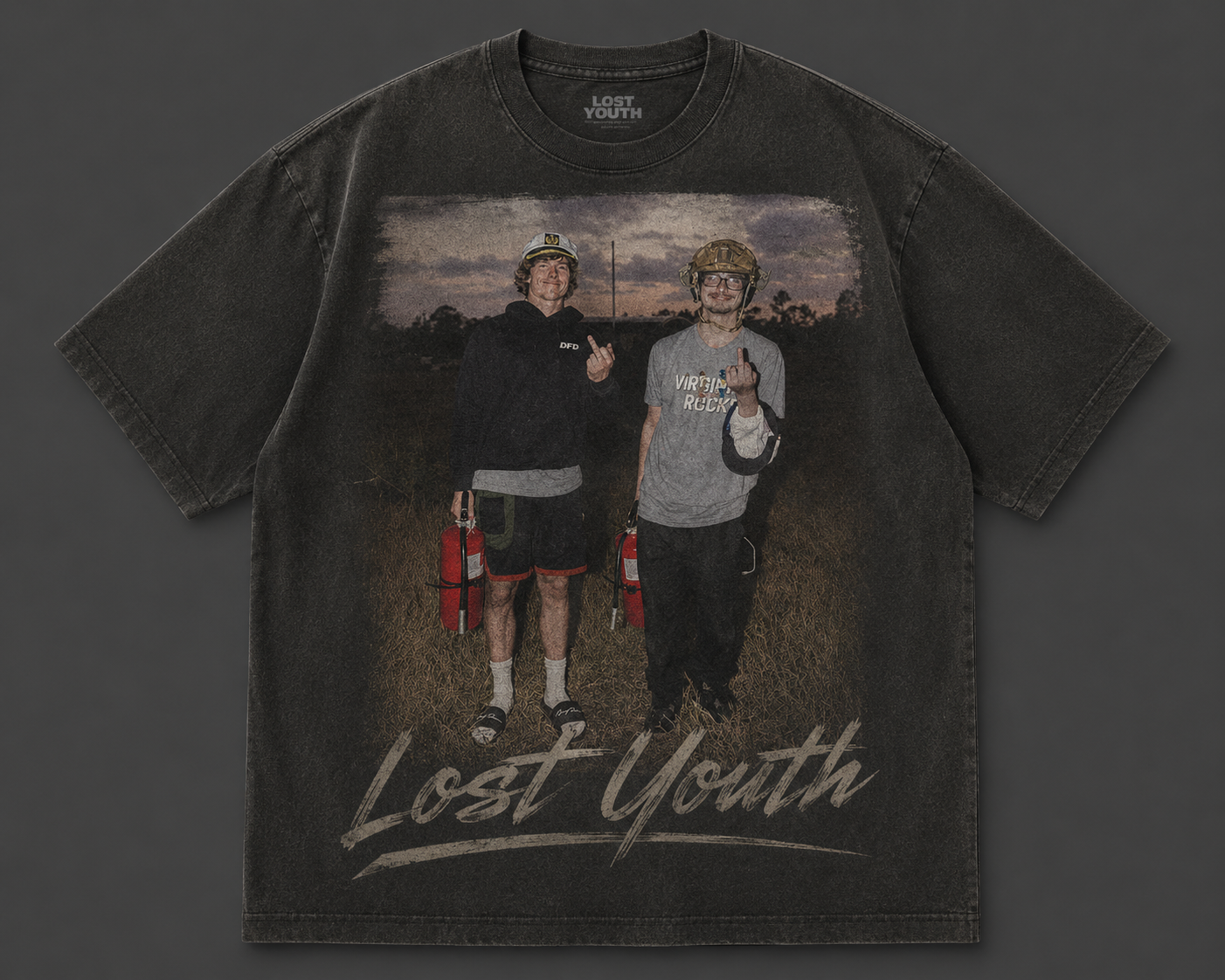Lost Youth Charcoal Danny Duncan Graphic Tee